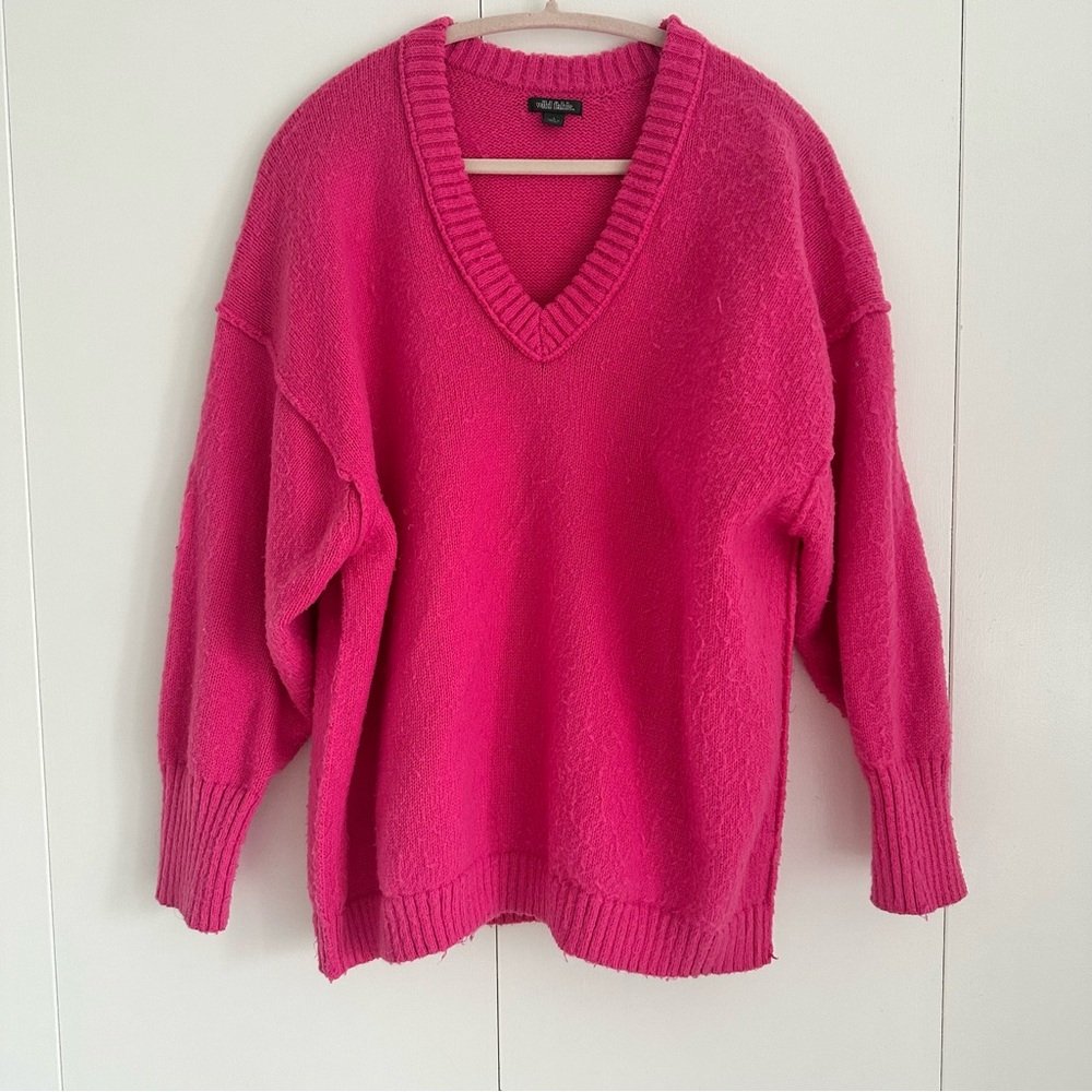 Wild Fable Bright Pink V-Neck Sweater